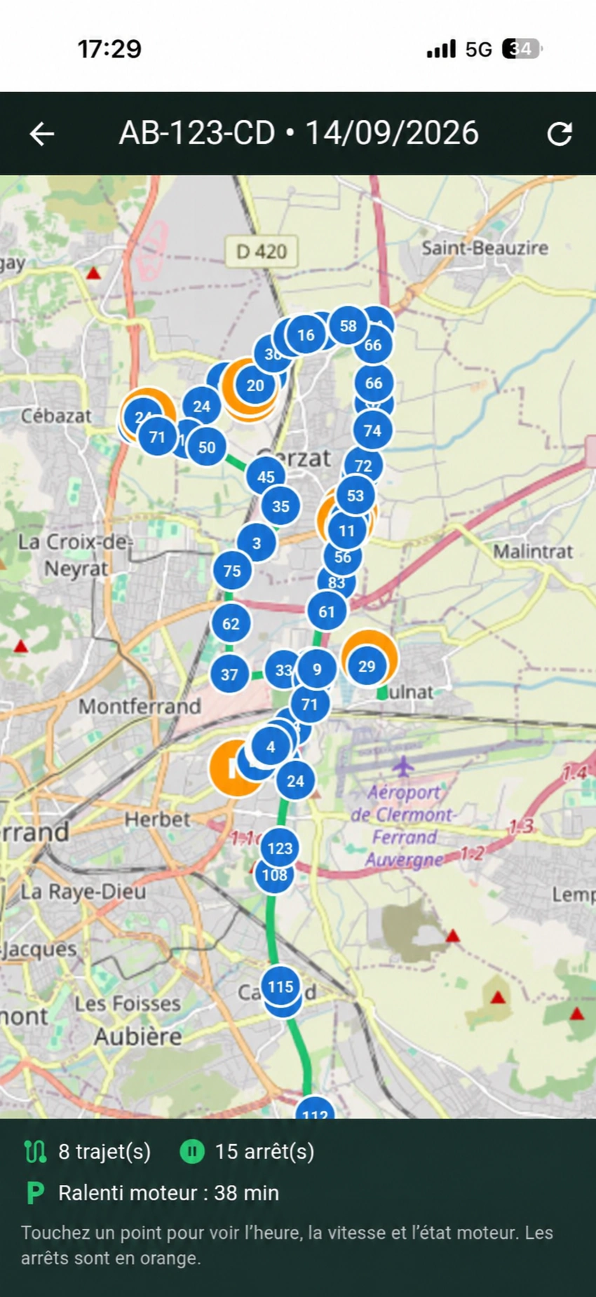 Historique détaillé des trajets et vitesses dans MotoriQ